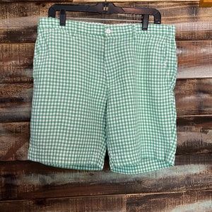 Polo RL Strt Fit Green/White Gingham Linen Shorts